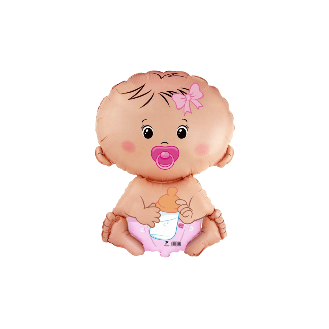 Baby pink baby shaped air fill mini balloon for baby shower from Parte Haus party supply store in Bethesda Maryland
