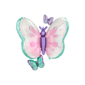 Pastel butterfly balloon with purple green and pink wings for birthday from Parte Haus party supply store in Bethesda Maryland