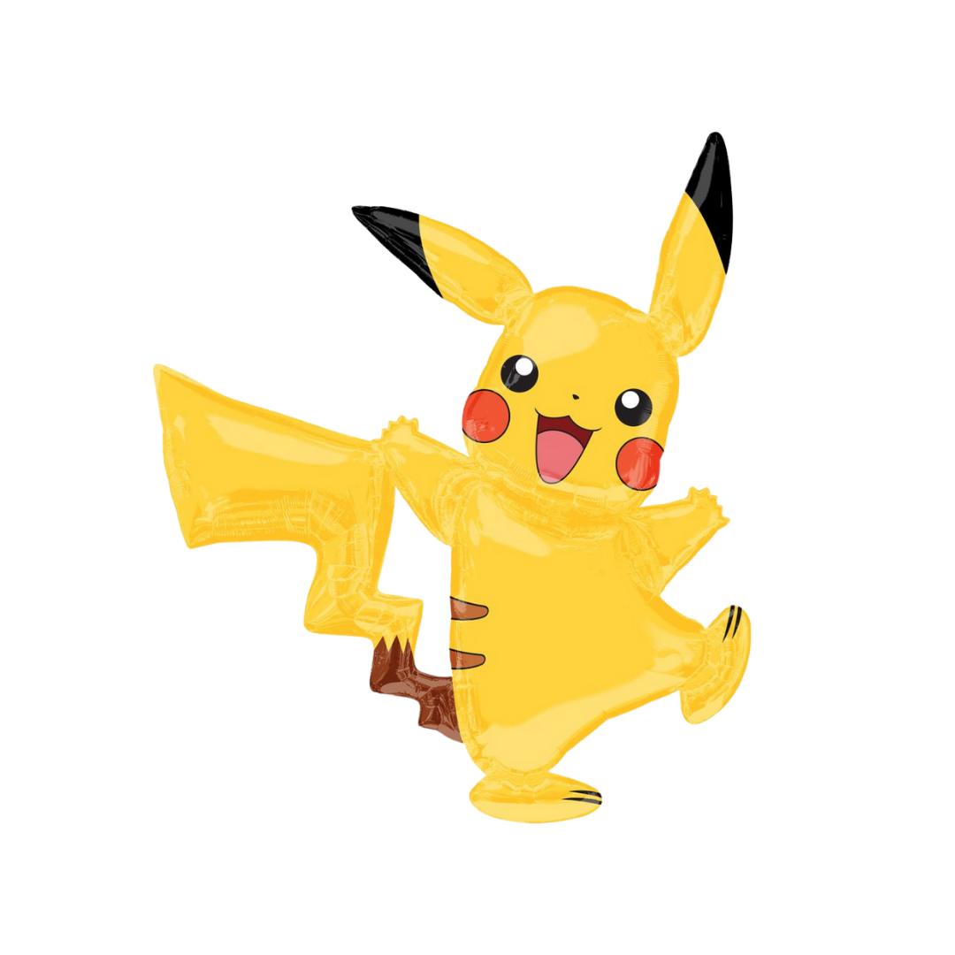 Yellow Pikachu balloon in the shape of a cartoon character birthday theme from Parte Haus party supply store in Bethesda Maryland