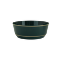 Emerald gold plastic bowl with gold rim elegant event decor from Parte Haus party supply store in Bethesda MD