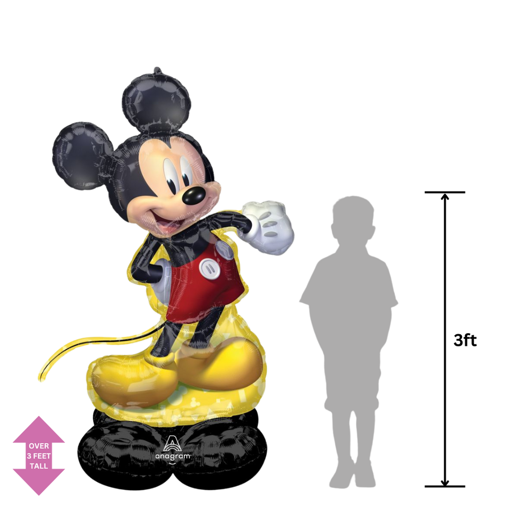 Black and red Mickey Mouse balloon large cartoon shape for birthday from Parte Haus party supply store in Bethesda MD