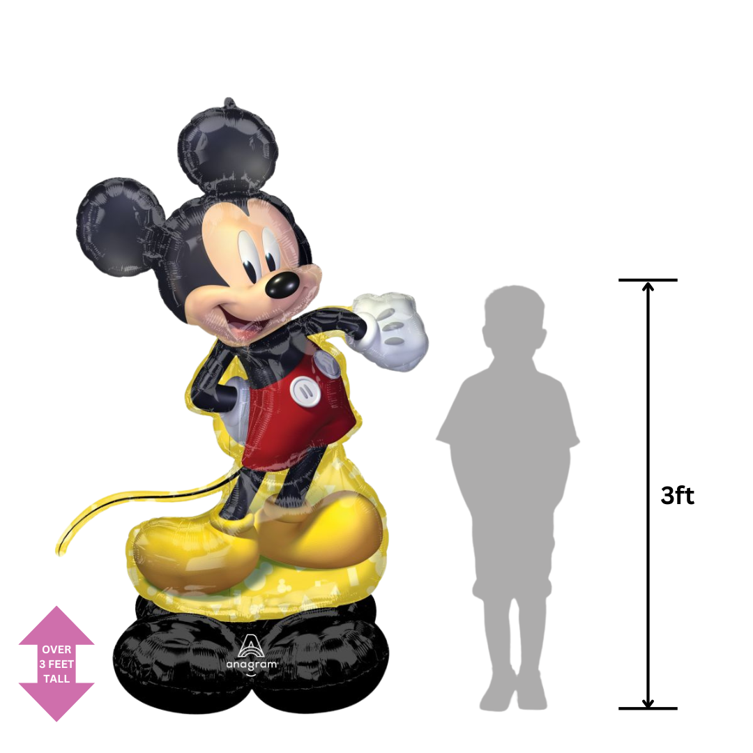 Black and red Mickey Mouse balloon large cartoon shape for birthday from Parte Haus party supply store in Bethesda MD