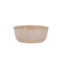 Linen and gold round plastic bowl elegant Rimmed design for celebrations from Parte Haus party supply store in Bethesda MD
