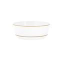 White gold round plastic bowl elegant tableware from Parte Haus party supply store in Bethesda MD