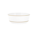 White gold round plastic bowl elegant tableware from Parte Haus party supply store in Bethesda MD