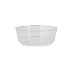 Clear round plastic bowl single serving from Parte Haus party supply store in Bethesda Maryland
