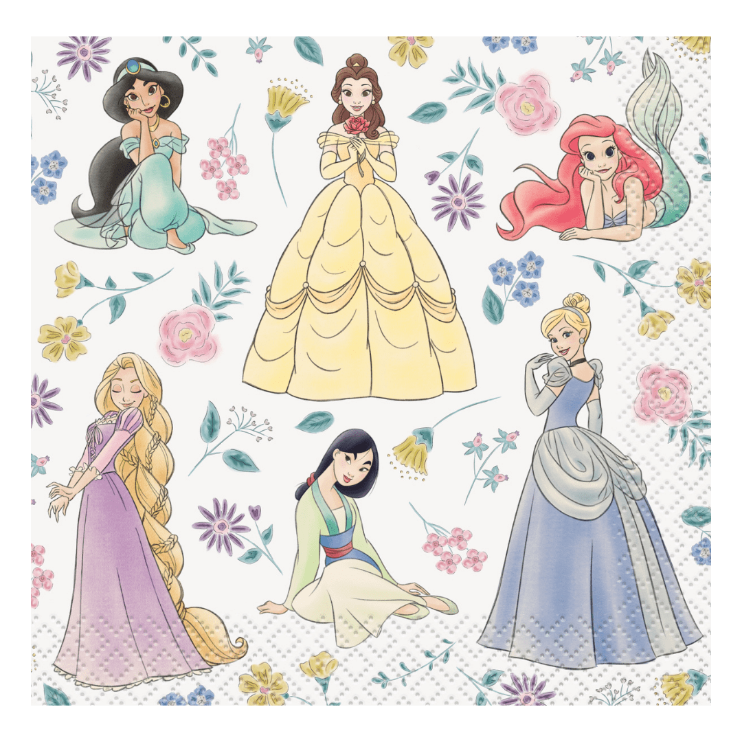 multicolor princess napkin floral birthday design from Parte Haus party supply store in Bethesda Maryland