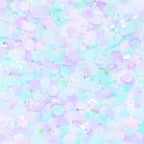 Pastel iridescent confetti circles birthday decoration for celebration from Parte Haus party supply store in Bethesda MD.