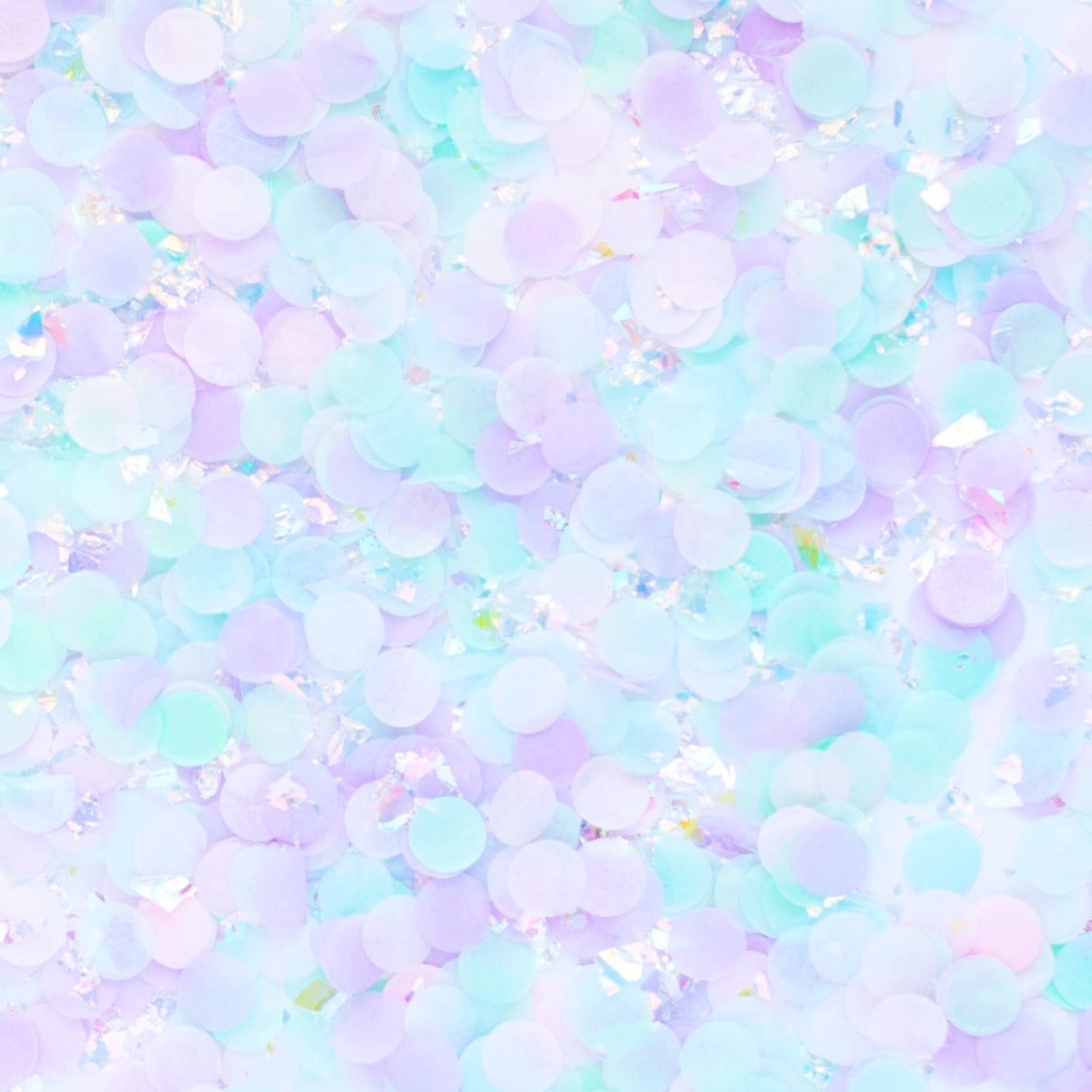 Pastel iridescent confetti circles birthday decoration for celebration from Parte Haus party supply store in Bethesda MD.