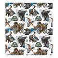 multicolor Jurassic World plastic table cover with dinosaurs for birthday from Parte Haus party supply store in Bethesda Maryland
