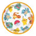 Yellow white Pokemon plate with Pikachu Bulbasaur and Pokeball for birthday from Parte Haus party supply store in Bethesda MD