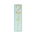 Gold number two sparkler birthday candle on blue card from Parte Haus party supply store in Bethesda MD