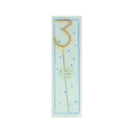 Gold number three sparkler candle on card for birthday theme from Parte Haus party supply store in Bethesda MD
