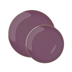 Purple paper plates with gold rim round shape for birthday from Parte Haus party supply store in Bethesda MD