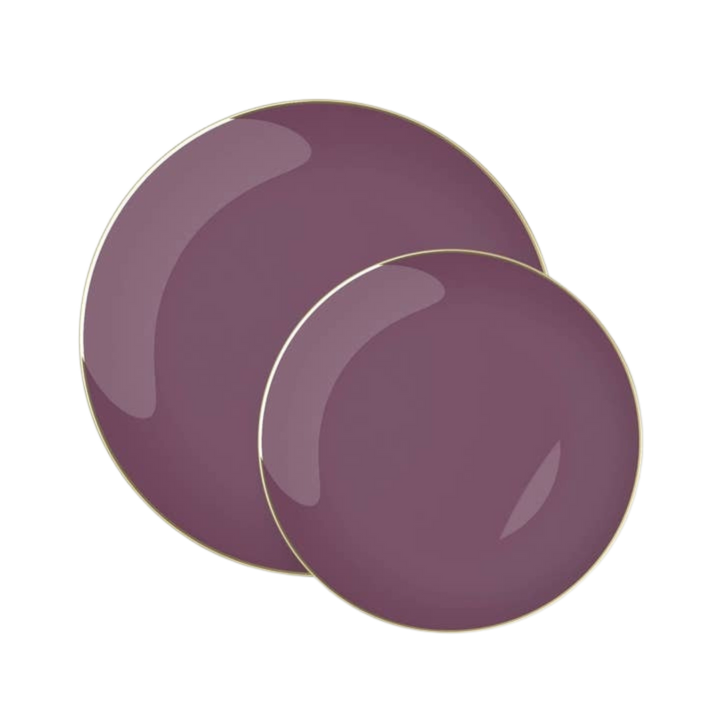 Purple Gold Rimmed Plastic Plates
