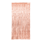 Rose gold foil fringe curtain backdrop for birthdays from Parte Haus party supply store in Bethesda MD.