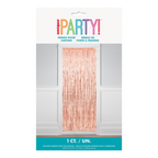 Rose gold fringe door curtain shiny metallic decoration for birthday from Parte Haus party supply store in Bethesda MD