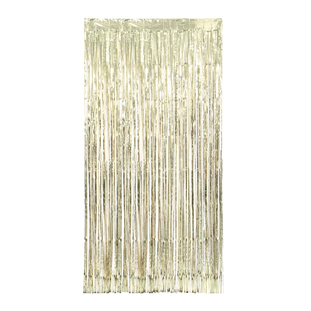 Gold fringe curtain metallic backdrop for birthday from Parte Haus party supply store in Bethesda Maryland