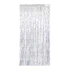 Silver fringe curtain shimmering backdrop for birthday from Parte Haus party supply store in Bethesda MD
