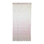 Iridescent pink fringe curtain backdrop for birthday from Parte Haus party supply store in Bethesda MD