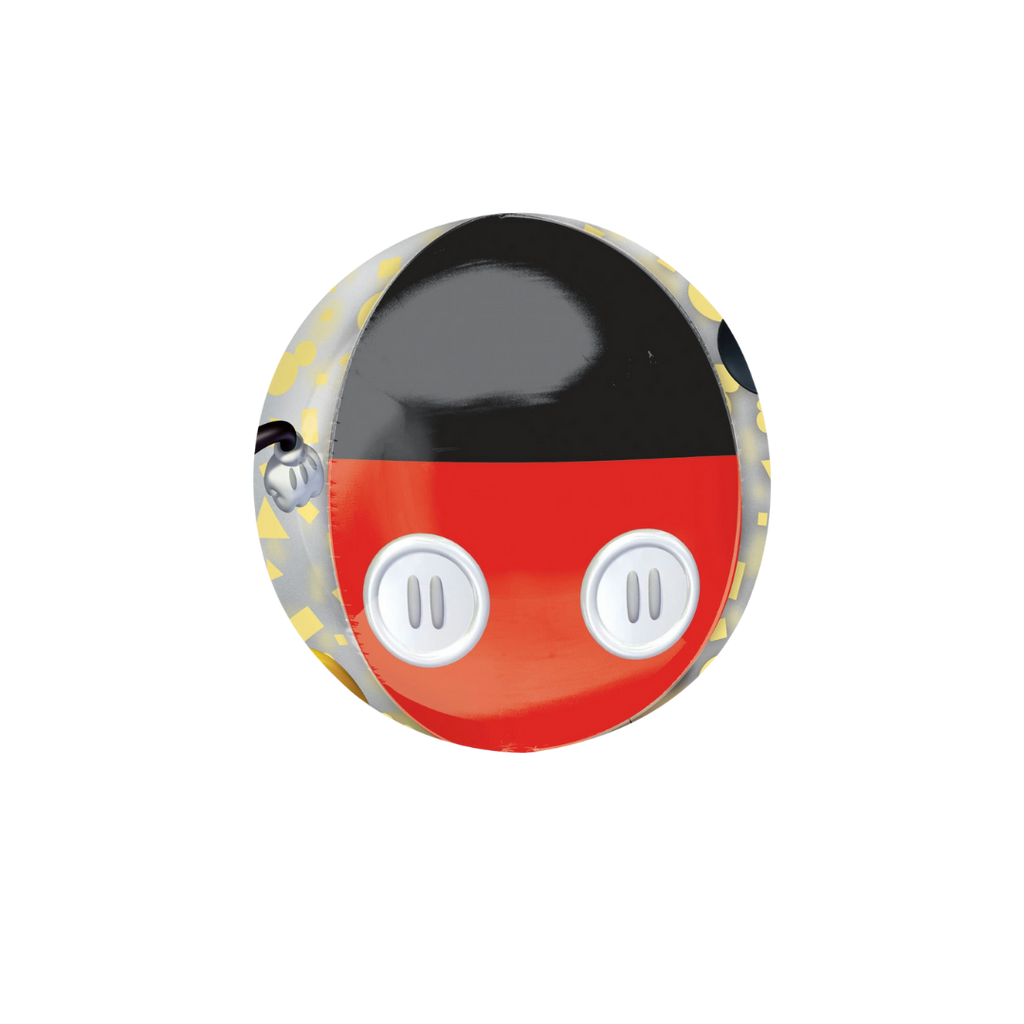 Red and black Mickey Mouse orbz foil balloon with polka dots birthday theme from Parte Haus party supply store in Bethesda MD