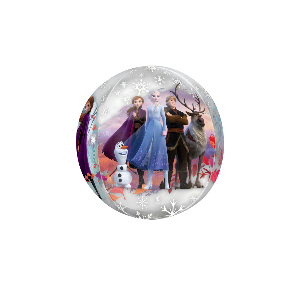 Clear Frozen 2 foil balloon with Elsa Anna Olaf and Sven winter theme from Parte Haus party supply store in Bethesda MD