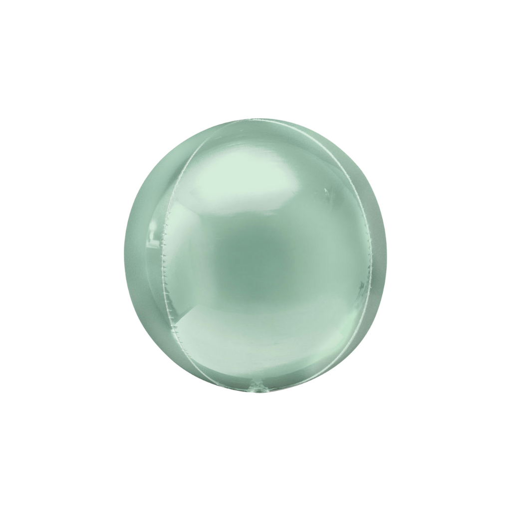 Mint green foil balloon with a shiny round surface for birthday from Parte Haus party supply store in Bethesda MD