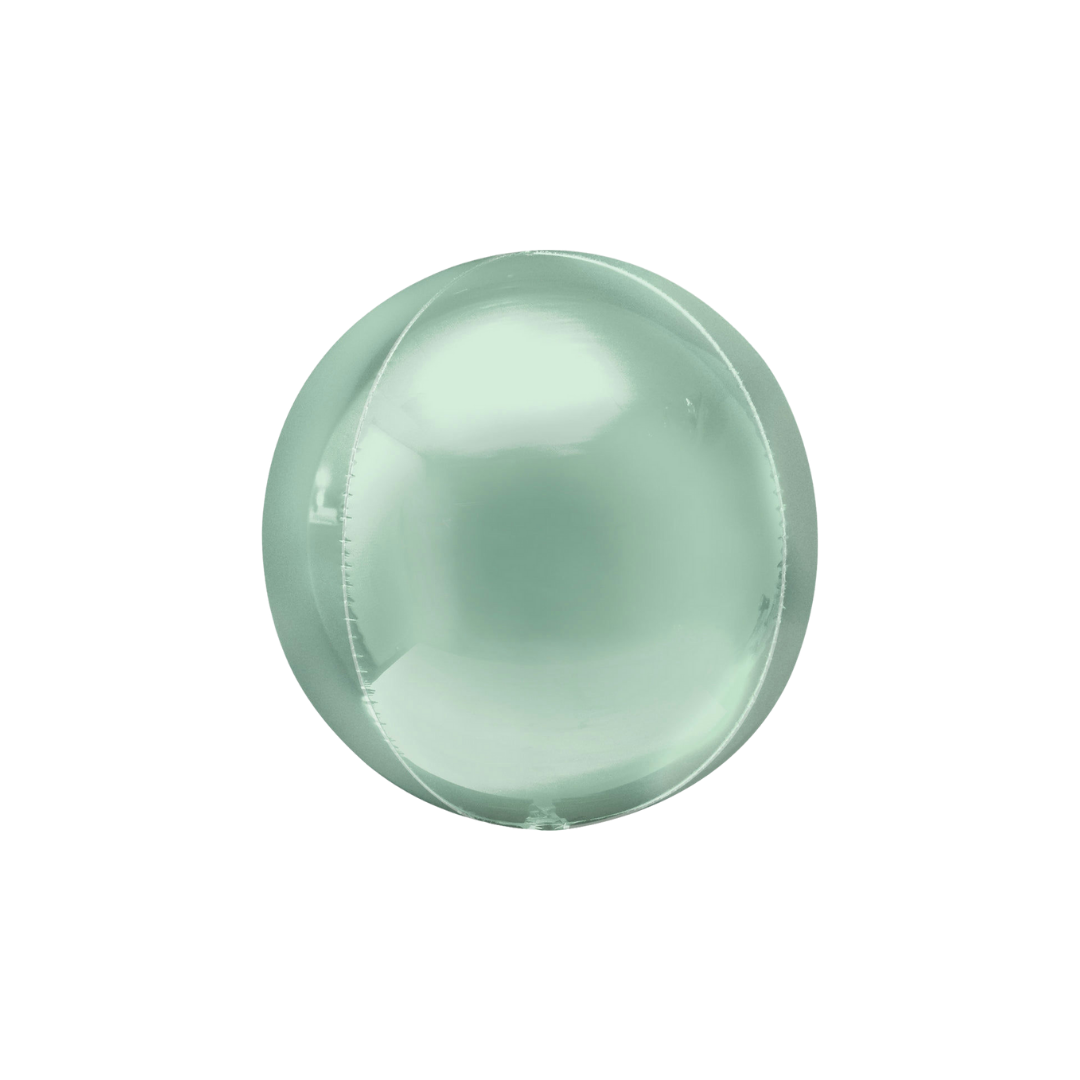 Mint green foil balloon with a shiny round surface for birthday from Parte Haus party supply store in Bethesda MD