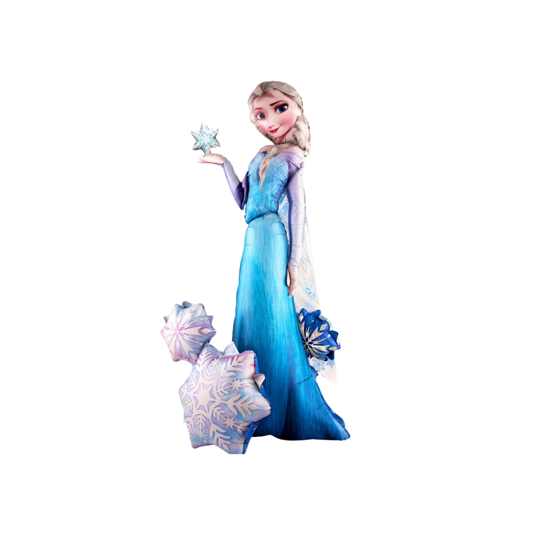 Blue and purple Elsa balloon with snowflakes Frozen birthday theme from Parte Haus party supply store in Bethesda MD.
