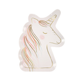 Pink and gold unicorn shaped paper plate for birthday from Parte Haus party supply store in Bethesda MD
