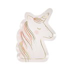 Pink and gold unicorn shaped paper plate for birthday from Parte Haus party supply store in Bethesda MD
