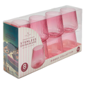 Pink Ribbed Plastic Wine Goblet Cups