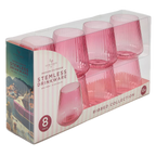 Pink Ribbed Plastic Wine Goblet Cups