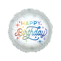 rainbow foil balloon with retro happy birthday design birthday from Parte Haus party supply store in Bethesda MD