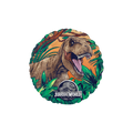 multicolor Jurassic World foil balloon with dinosaur and jungle for dinosaur birthday from Parte Haus party supply store in Bethesda Maryland