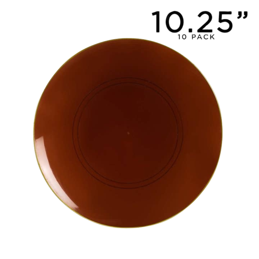 Transparent Mocha Gold Rimmed Plastic Plates