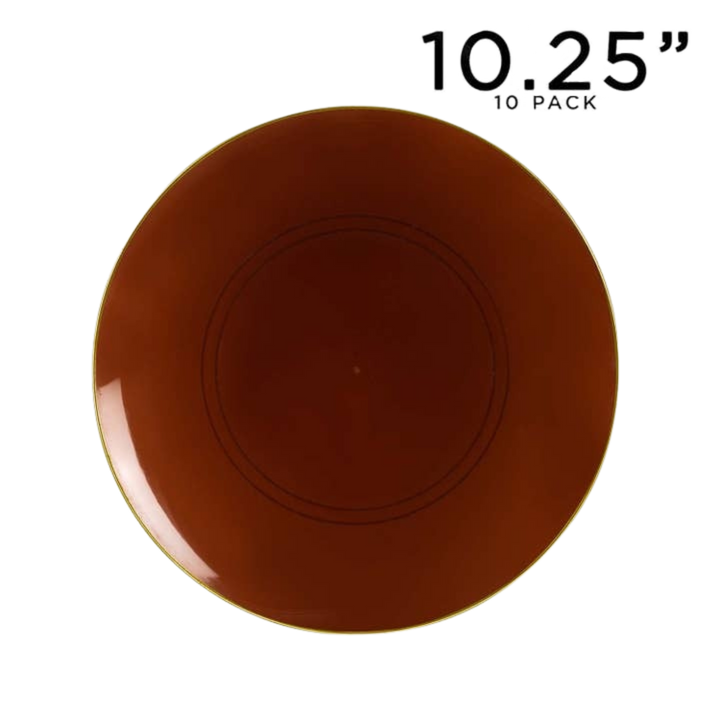 Transparent Mocha Gold Rimmed Plastic Plates