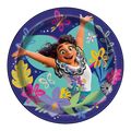 Purple Encanto character plate with floral and butterfly design kids birthday theme from Parte Haus party supply store in Bethesda MD