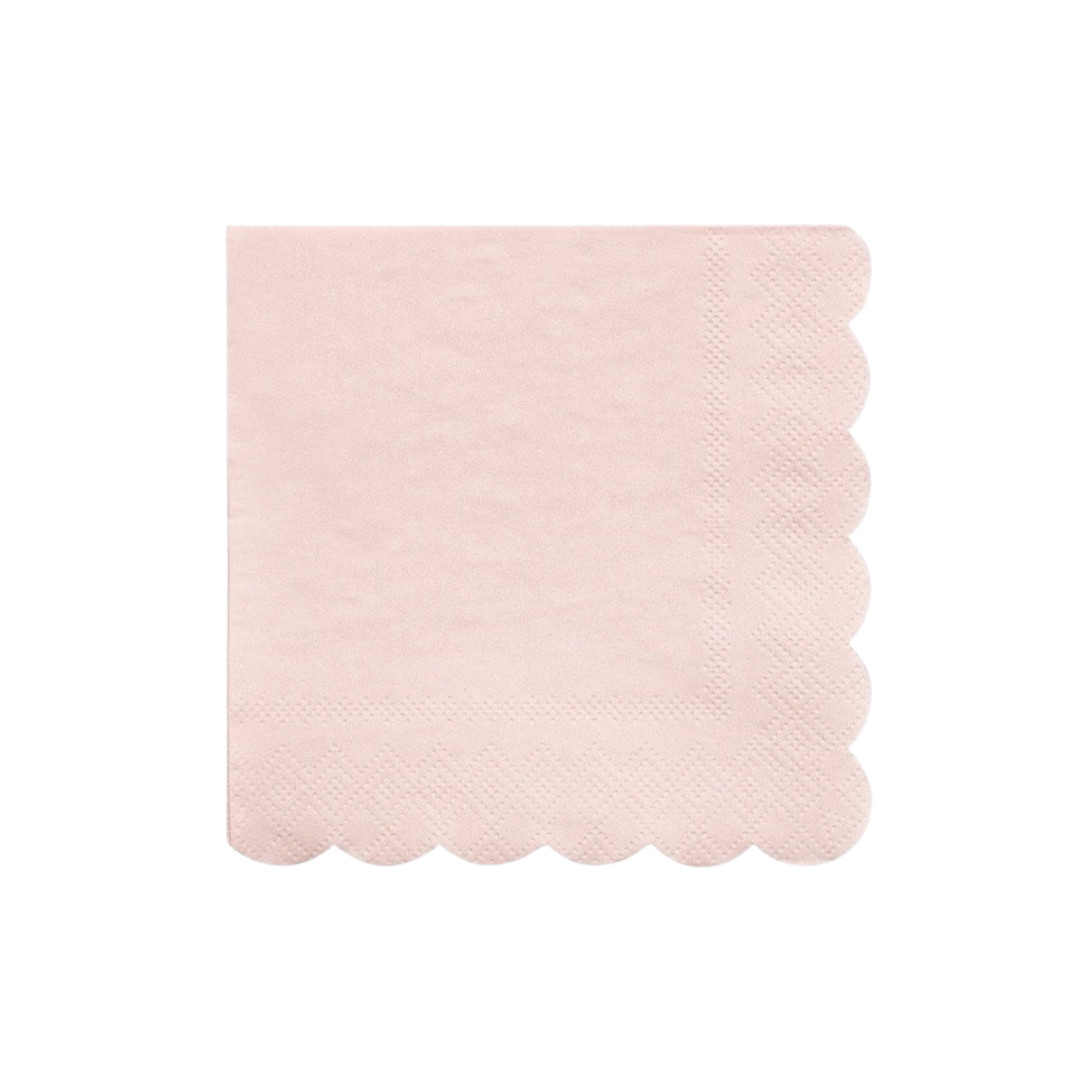 Blush pink napkin with scalloped edges for birthday from Parte Haus party supply store in Bethesda MD
