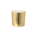 gold paper cup shiny finish birthday decor from Parte Haus party supply store in Bethesda MD