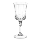 Clear wine glass with diamond cut design elegant for celebration from Parte Haus party supply store in Bethesda Maryland.