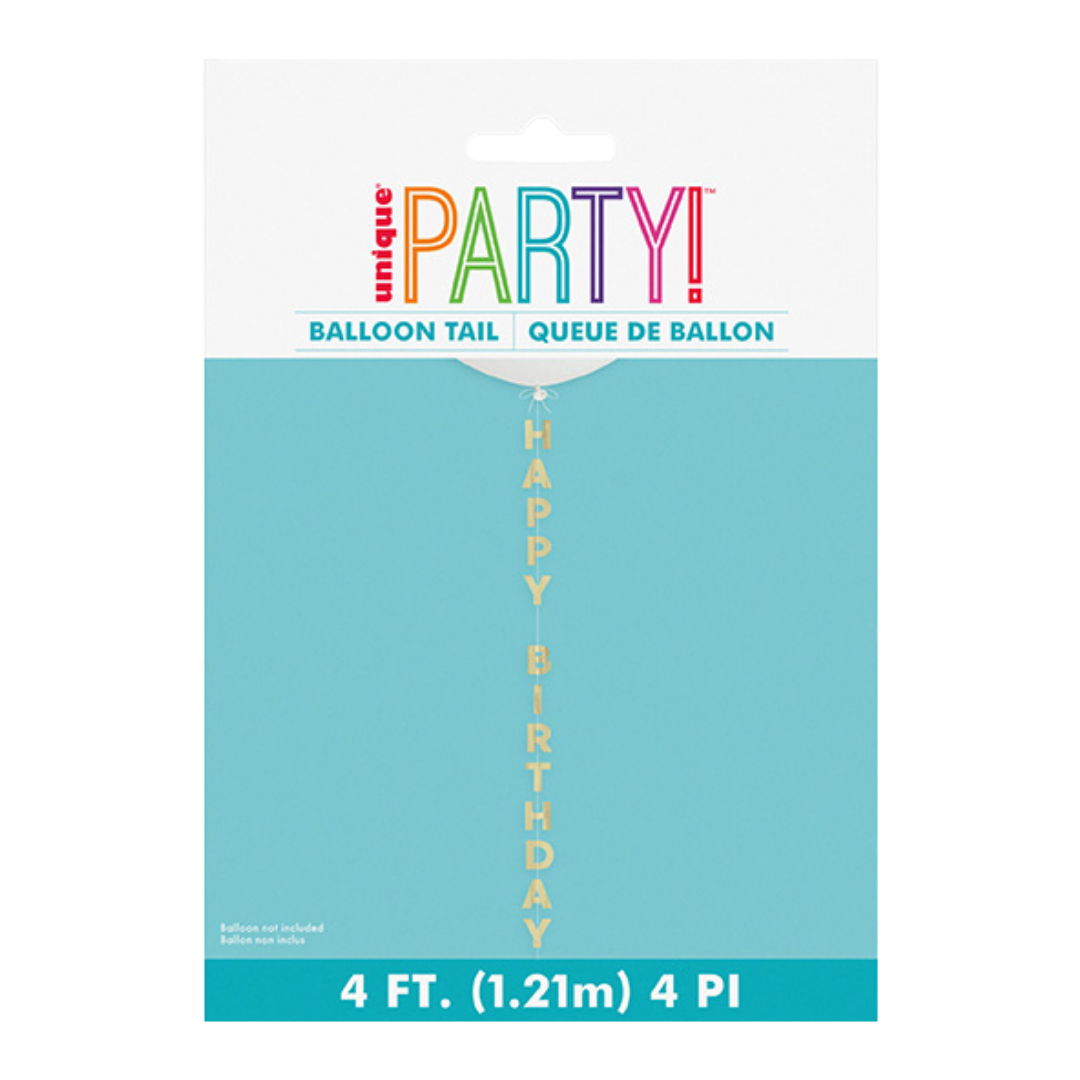 Gold Happy Birthday Foil Tassel Balloon Tail