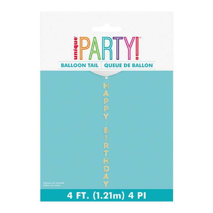 Gold Happy Birthday Foil Tassel Balloon Tail