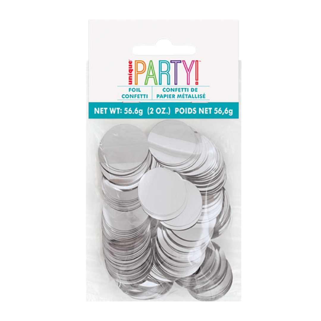 Silver foil confetti round metallic circles celebration from Parte Haus party supply store in Bethesda Maryland
