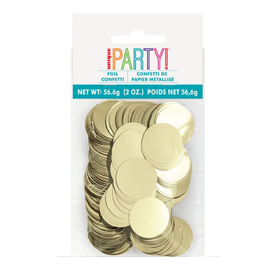 Gold foil confetti round shapes for celebrations from Parte Haus party supply store in Bethesda Maryland