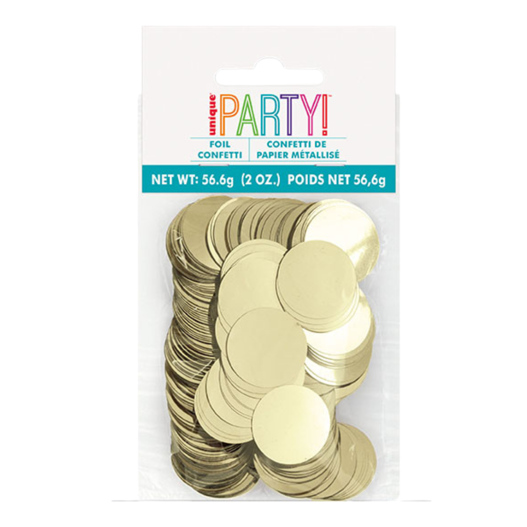 Gold foil confetti round shapes for celebrations from Parte Haus party supply store in Bethesda Maryland