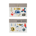 Colorful pirate temporary tattoos with ship skull fish designs birthday theme from Parte Haus party supply store in Bethesda MD