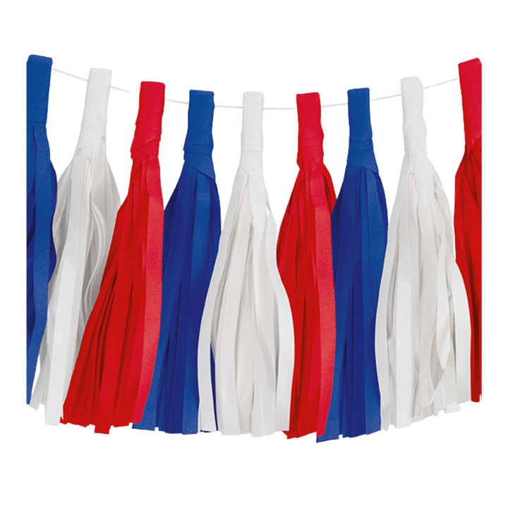 Red, White & Blue Paper Tassel Garland