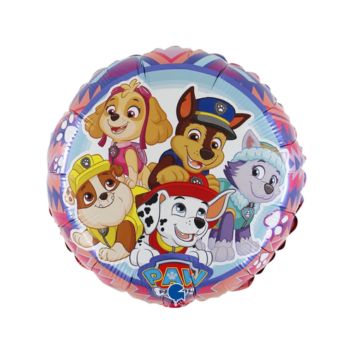 Colorful Paw Patrol adventure foil balloon with cartoon puppies birthday theme from Parte Haus party supply store in Bethesda MD