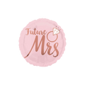 Blush pink wedding foil balloon round with Future Mrs text bridal shower theme from Parte Haus party supply store in Bethesda MD